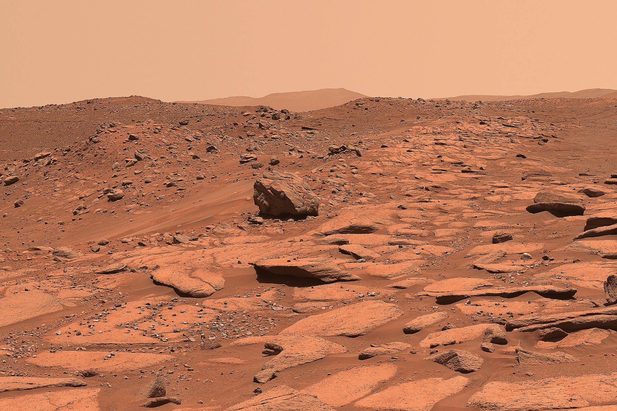 The Echo Creek rocky outcrop on Mars.